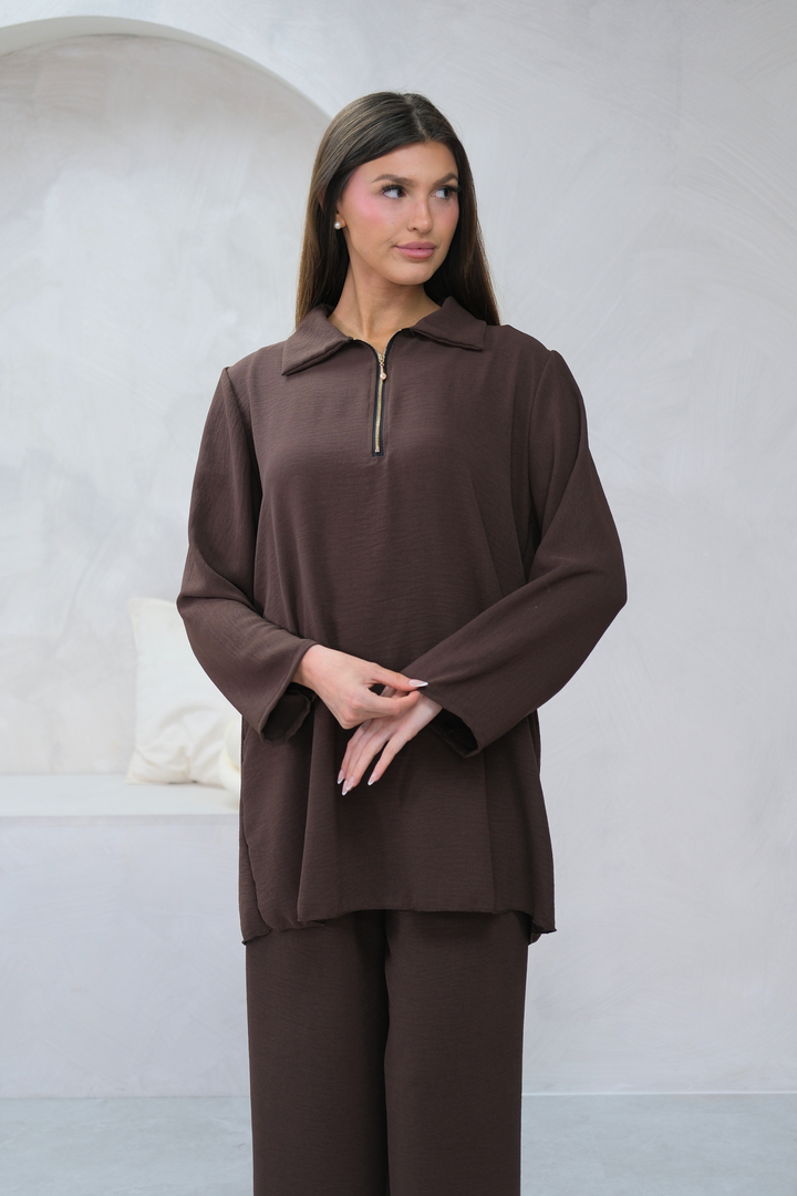 Noir Zip Brown Co-ord