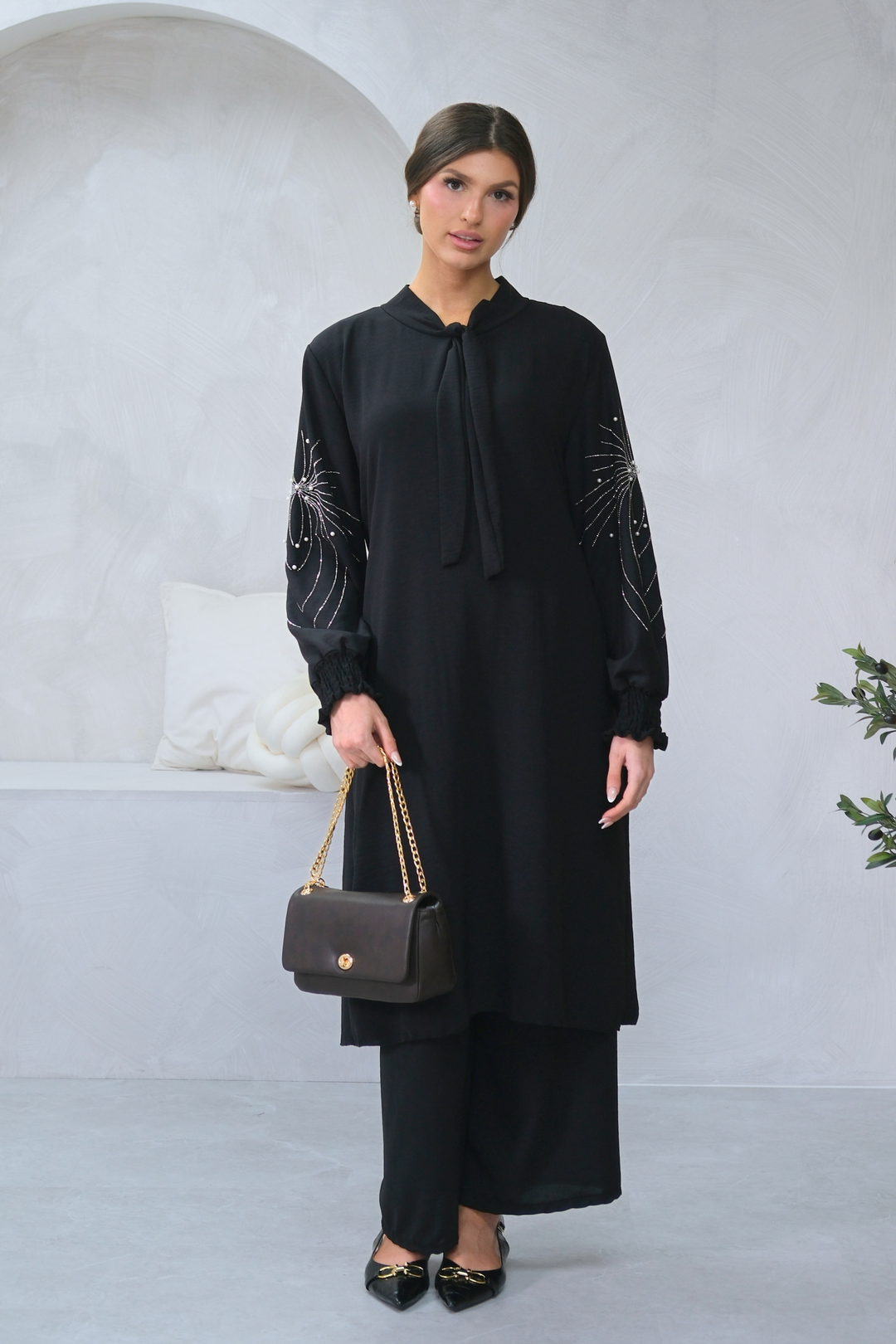 Elan Embellished Black Co-ord