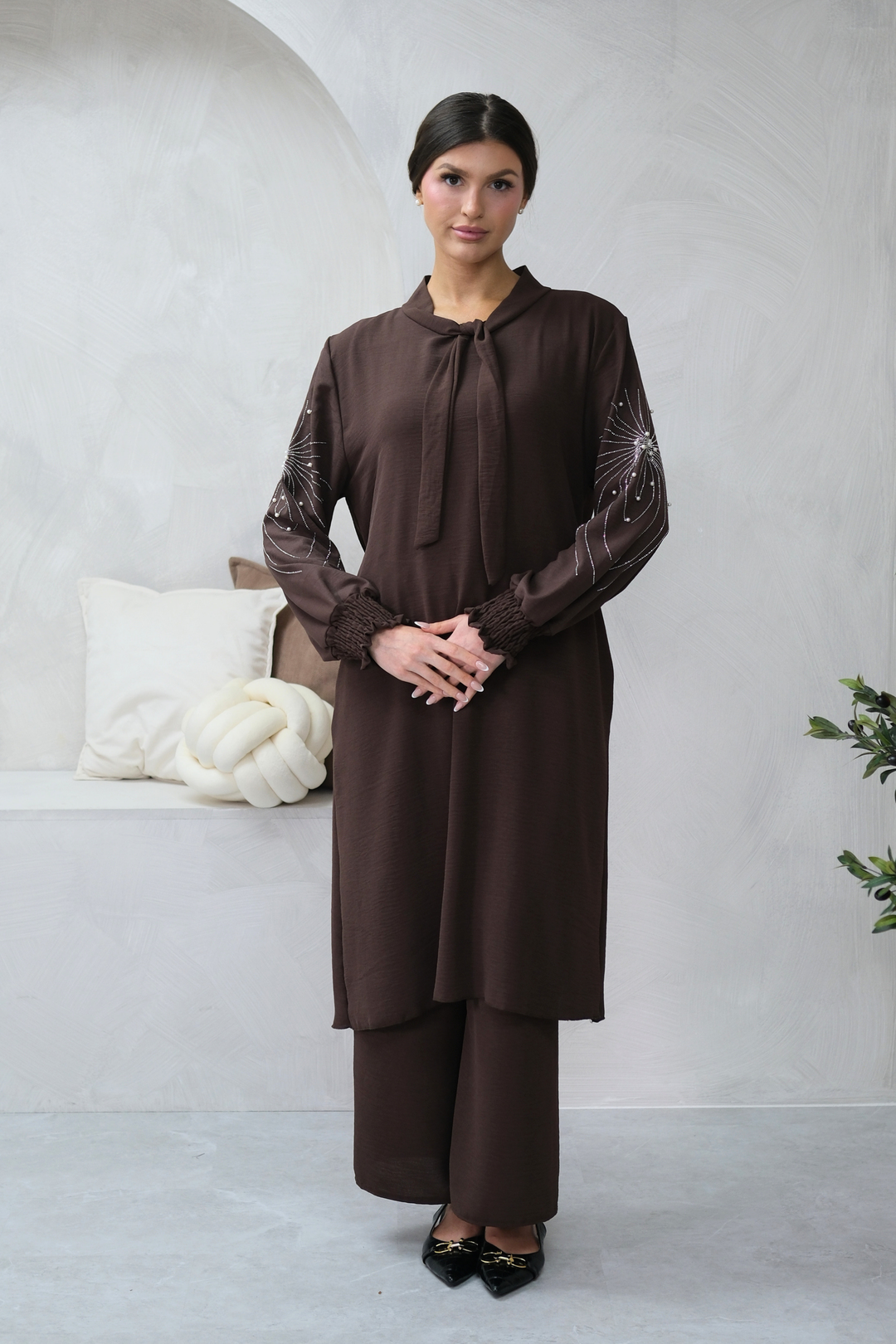 Elan Embellished Brown Co-ord