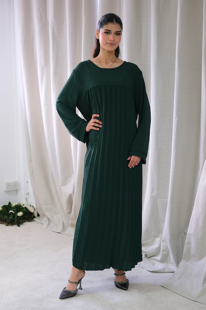 Aria Green Pleated Dress