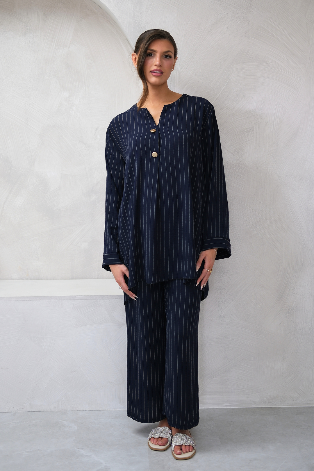 Dark Navy Pinstripe Co-Ord