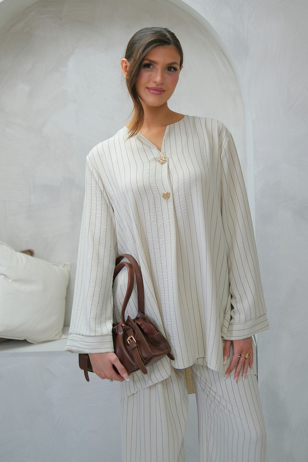 Stone Pinstripe Co-Ord