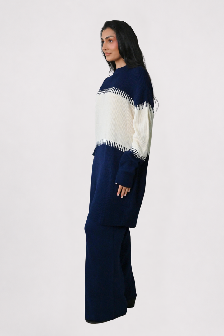 Navy Contrast Knit Co-Ord