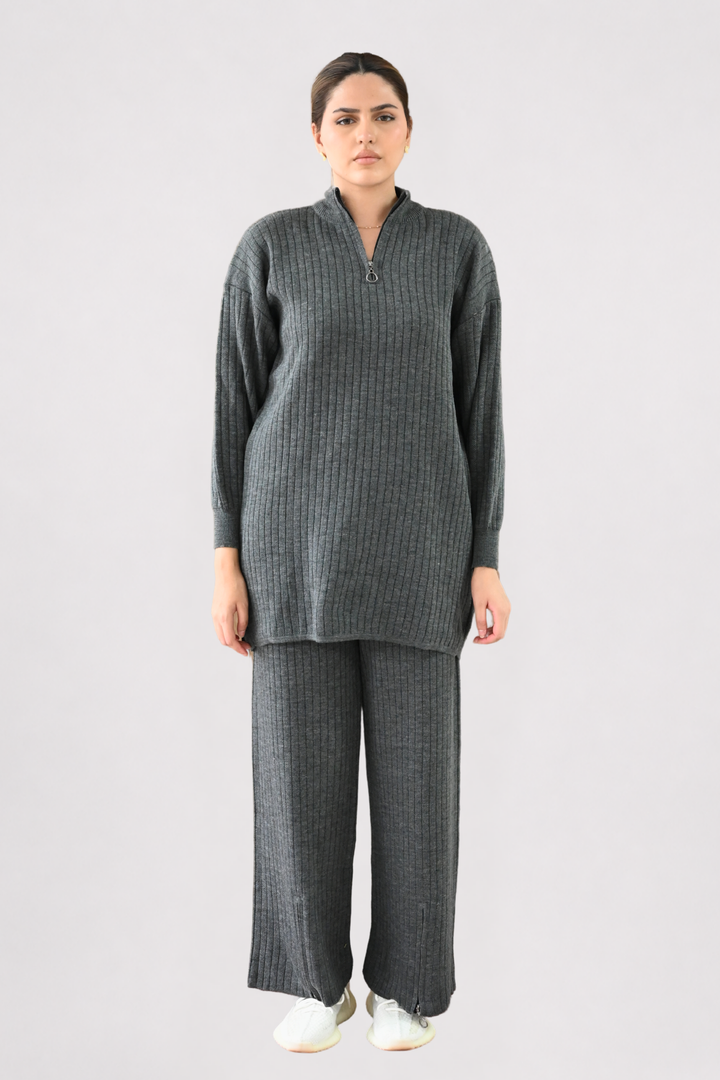 Grey Ribbed Knit Co-ord