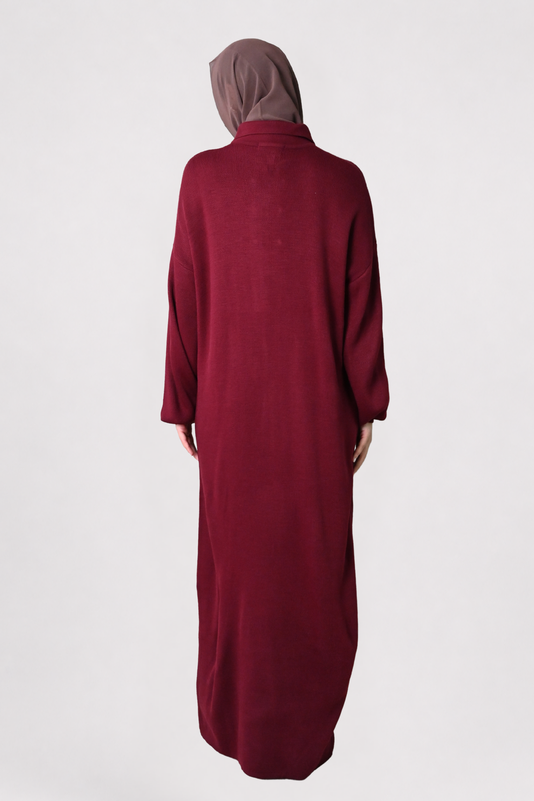 Wine Button Detail Knit Dress