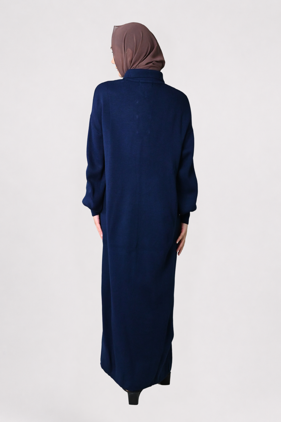 Navy Button Detail Knit Dress