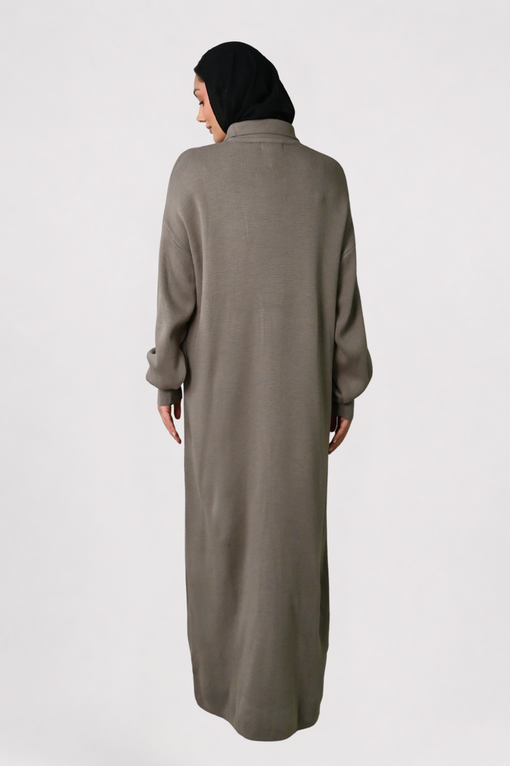 Mocha Button Detail Knit Dress