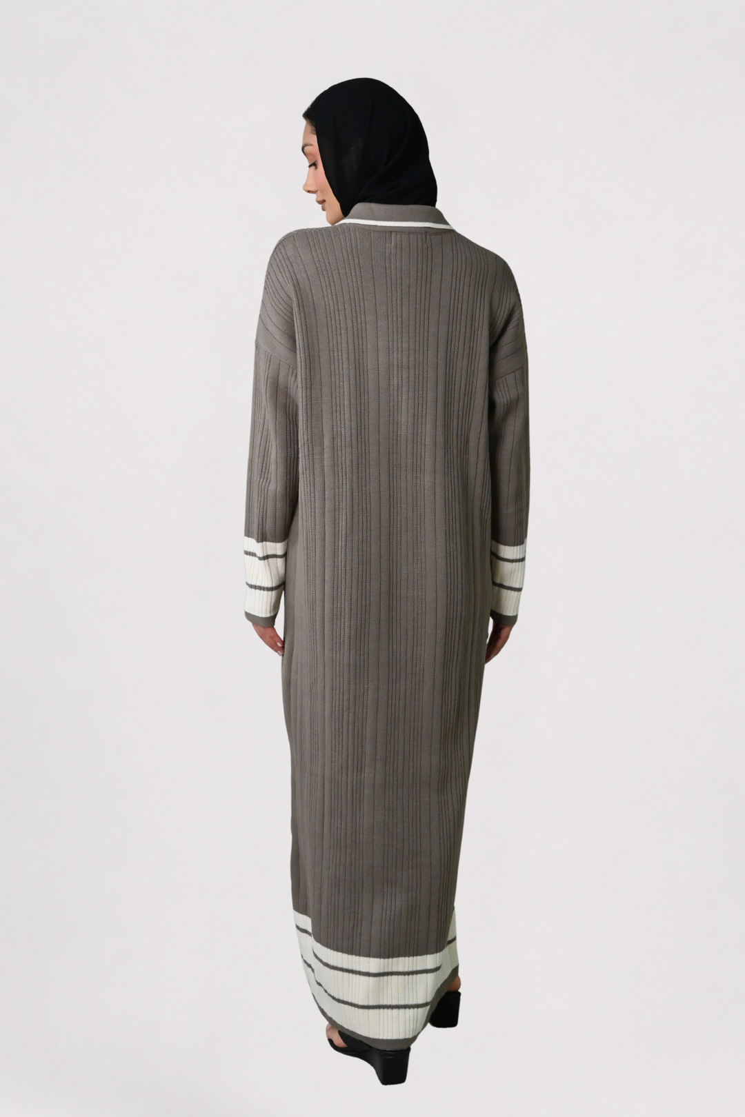 Mocha Contrast Rib Knit Dress