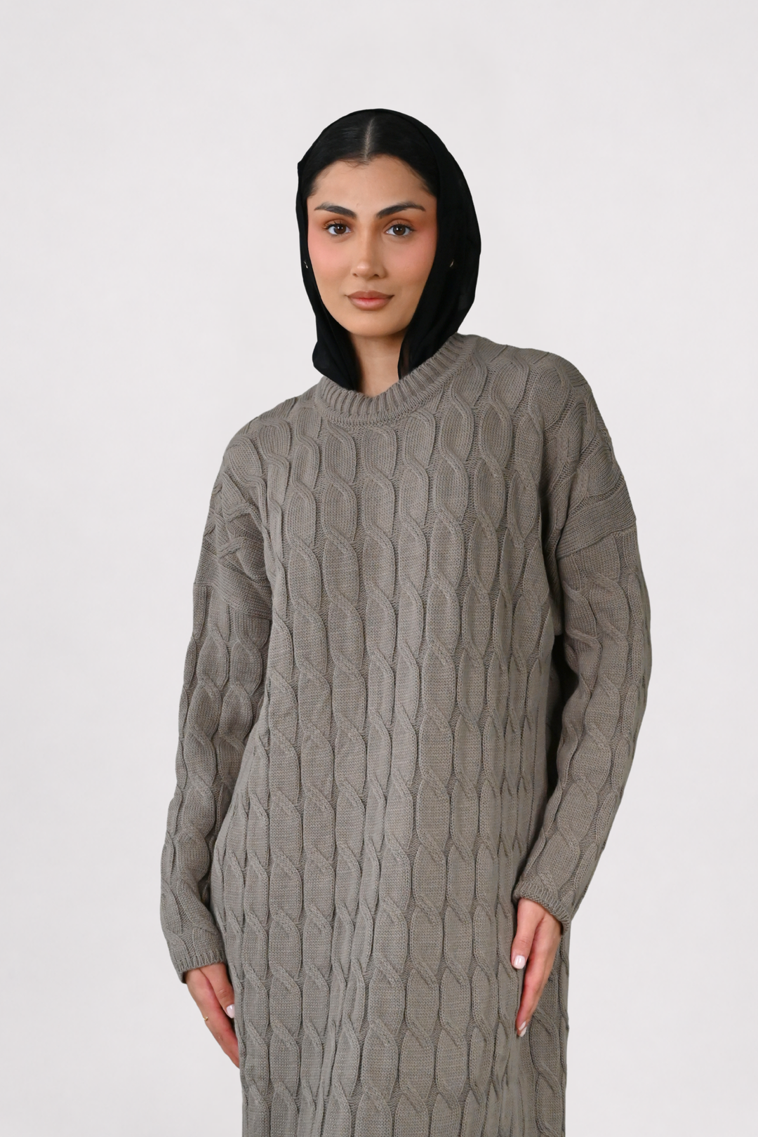 Mocha Cable Knit Dress