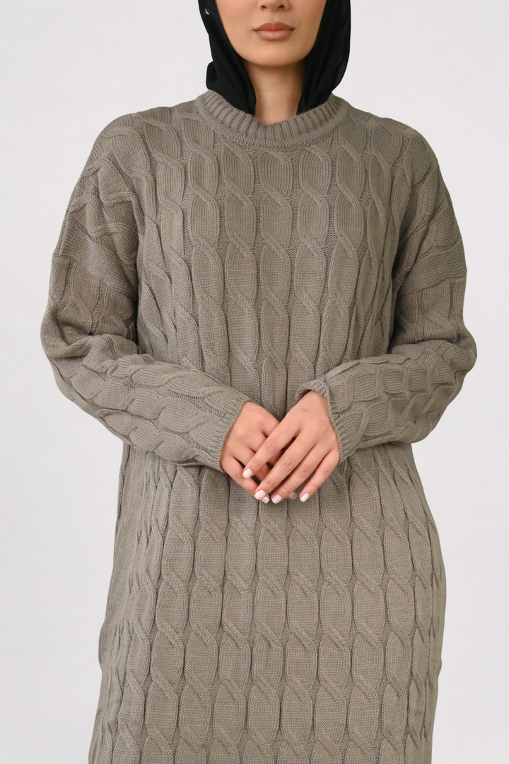 Mocha Cable Knit Dress