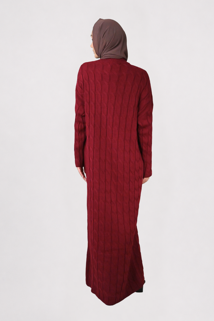 Wine Cable Knit Dress