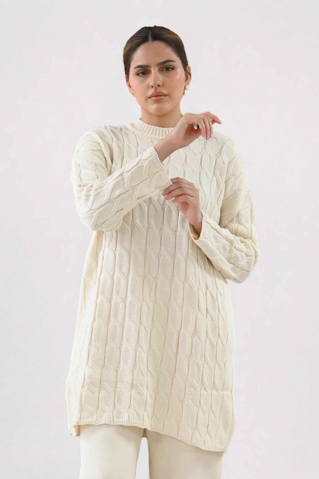 Cream Cable Knit Longline Co-ord