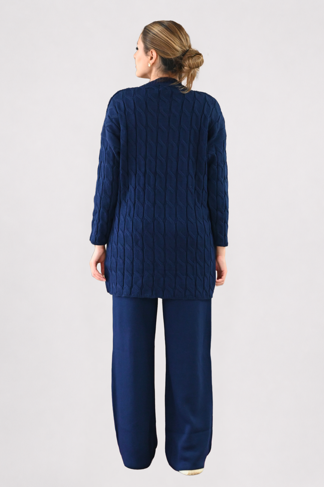 Navy Cable Knit Longline Co-ord
