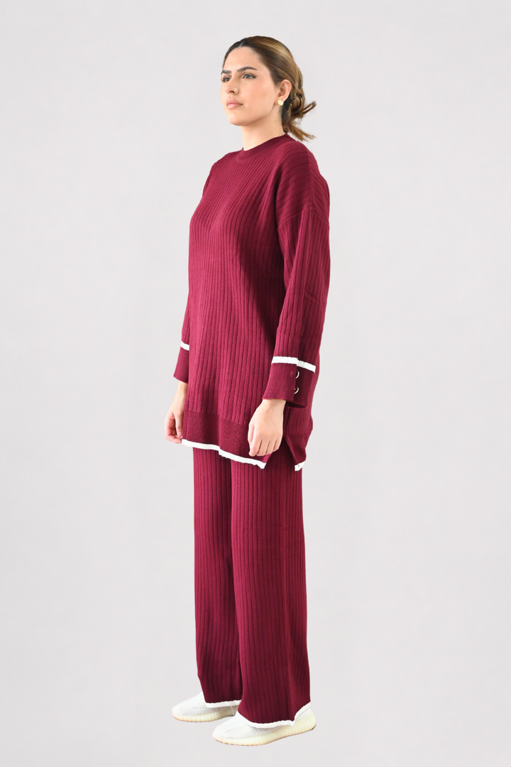 Wine Ribbed Knit Co-ord