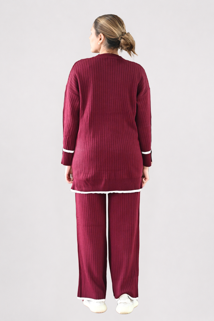Wine Ribbed Knit Co-ord
