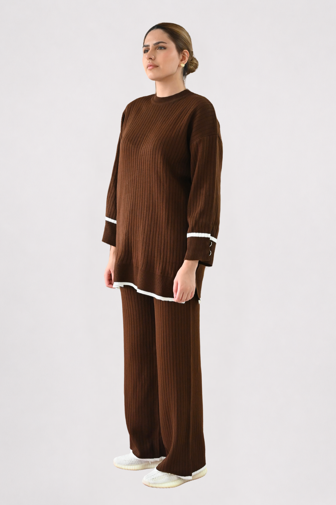 Brown Ribbed Knit Co-ord