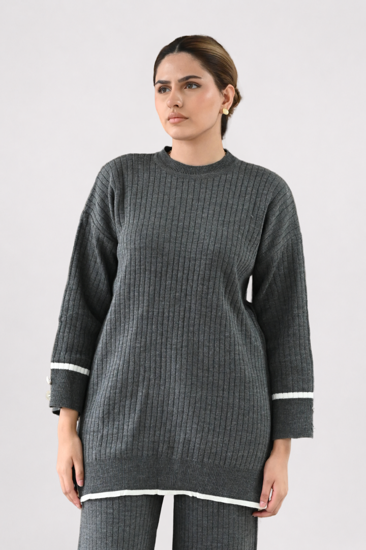 Grey Ribbed Knit Co-ord