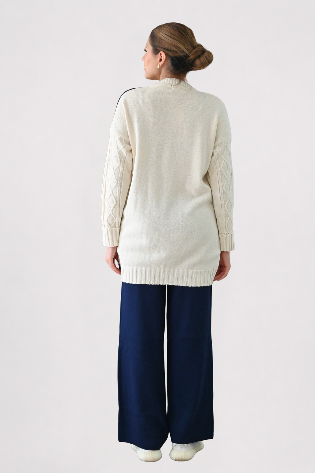 Colour Block Cable Knit Co-ord - Navy