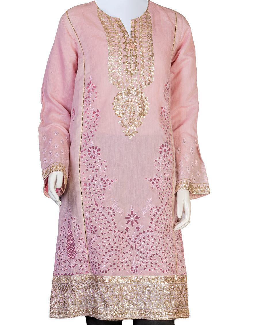 Paper Cotton Pink Kurti - J. Junaid Jamshed