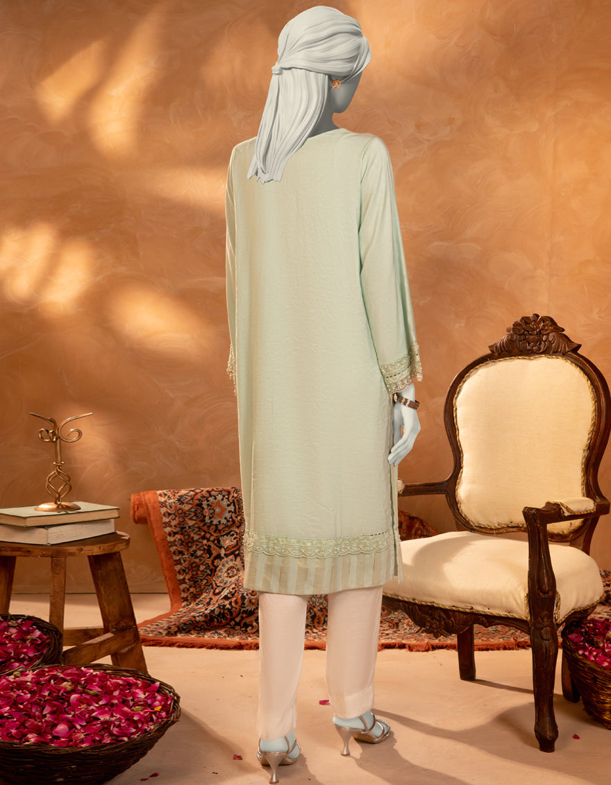 Zari Blue Kurti - J. Junaid Jamshed