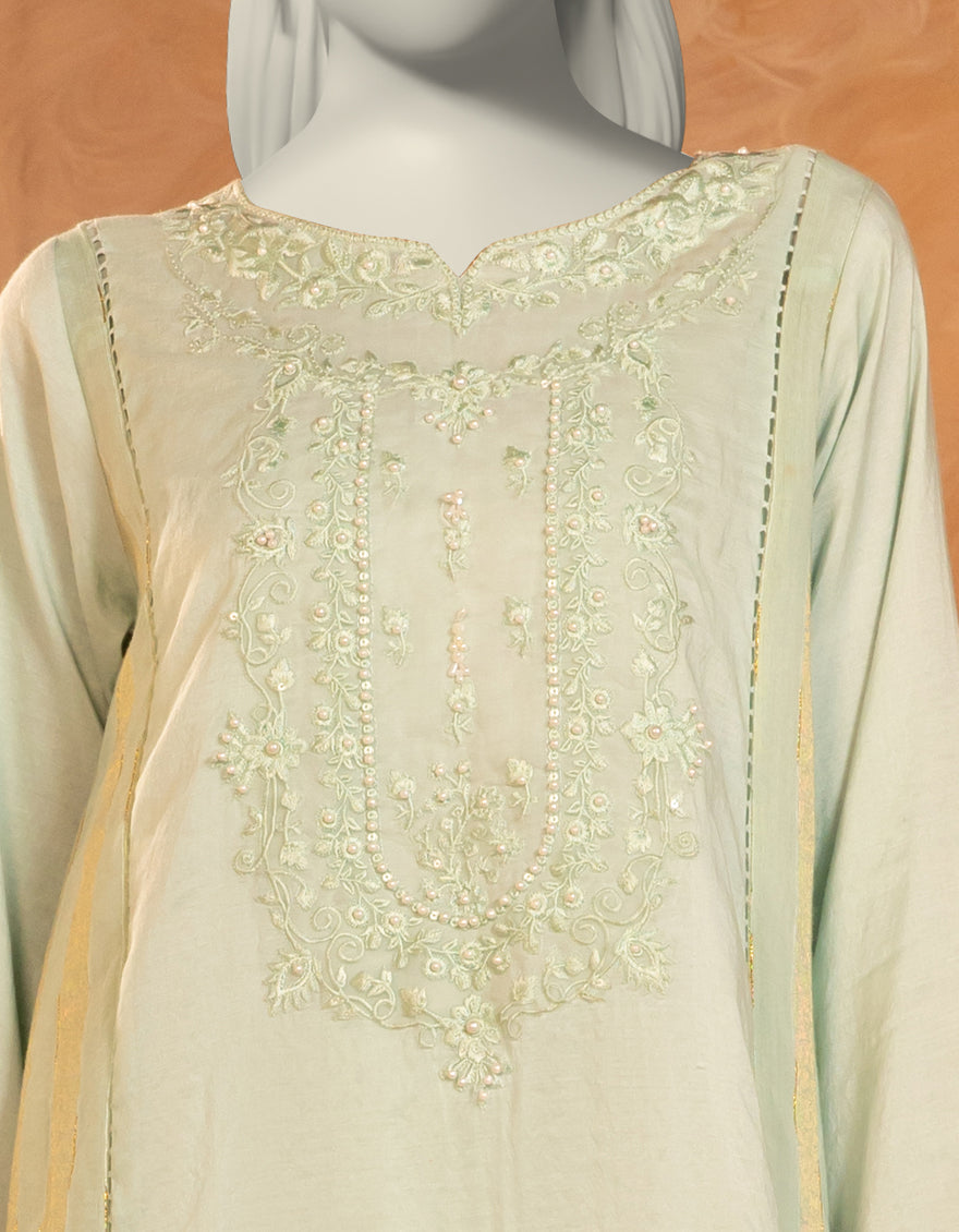 Zari Blue Kurti - J. Junaid Jamshed