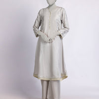Raw Silk Maroon Kurti - J. Junaid Jamshed