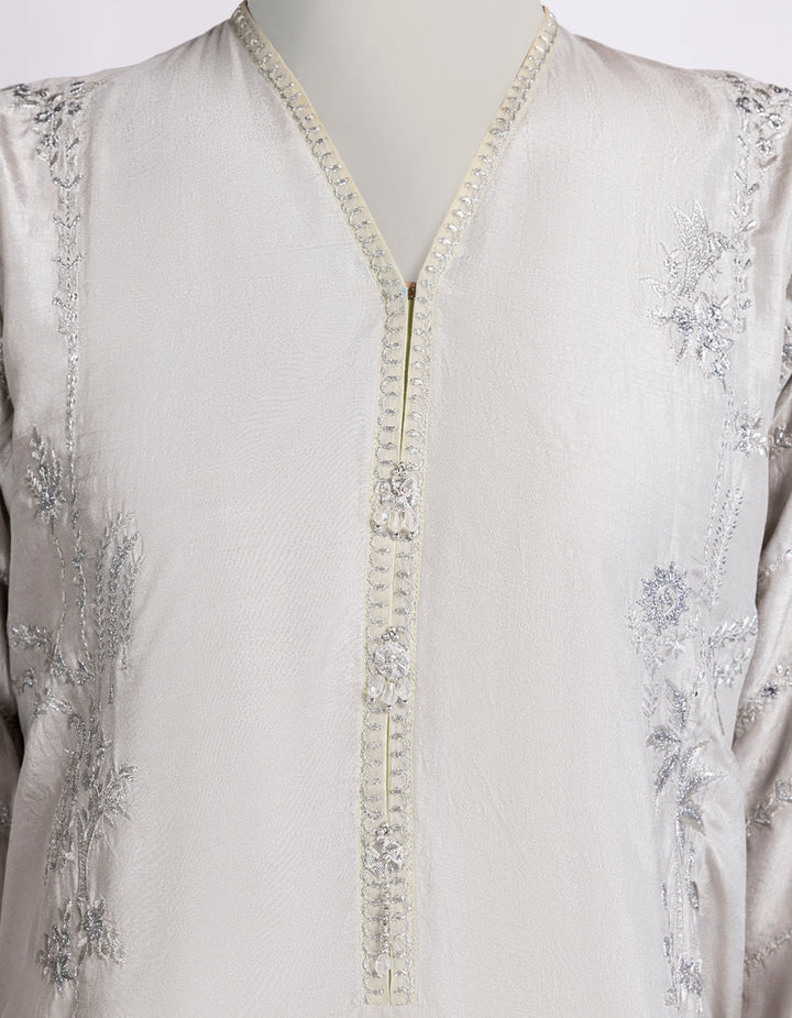 Raw Silk Maroon Kurti - J. Junaid Jamshed