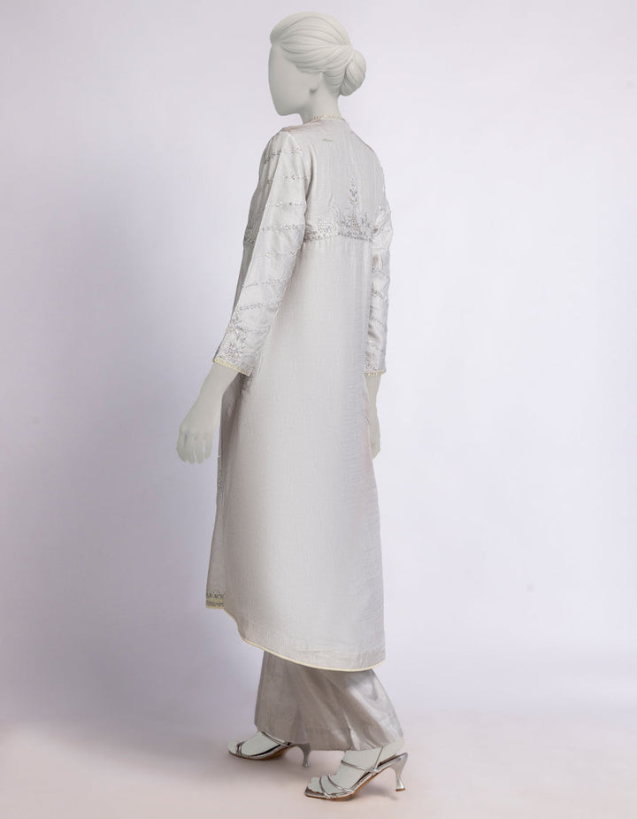 Raw Silk Maroon Kurti - J. Junaid Jamshed