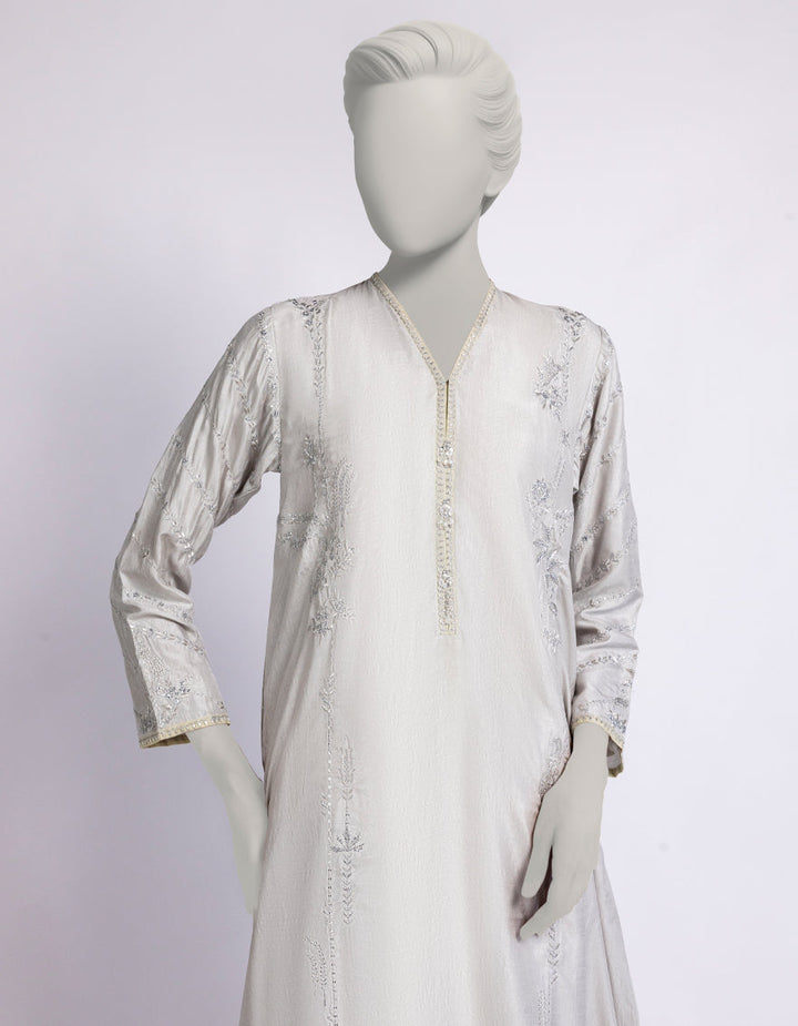 Raw Silk Maroon Kurti - J. Junaid Jamshed