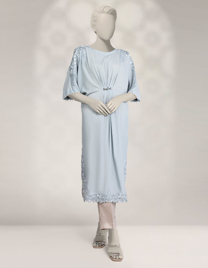 Silk Blue Kurti - J. Junaid Jamshed