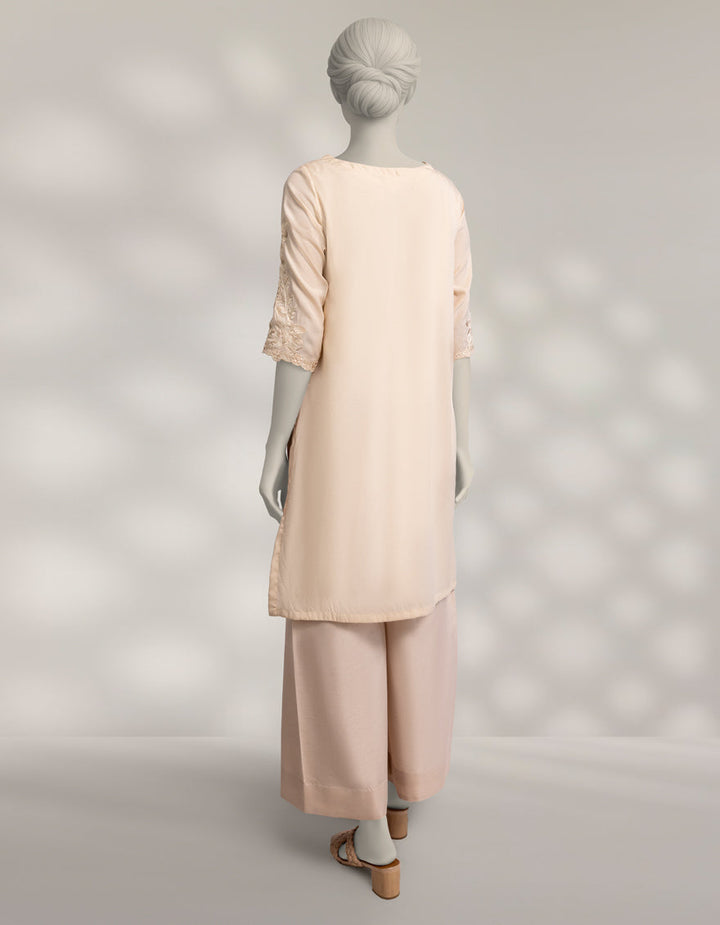 Silk Beige Kurti - J. Junaid Jamshed