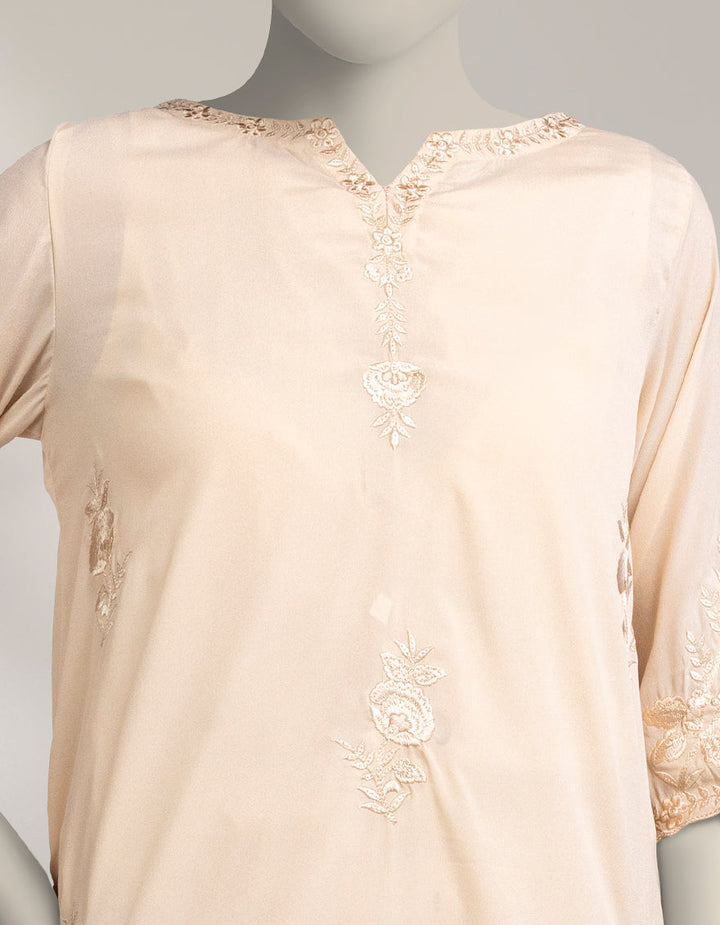 Silk Beige Kurti - J. Junaid Jamshed