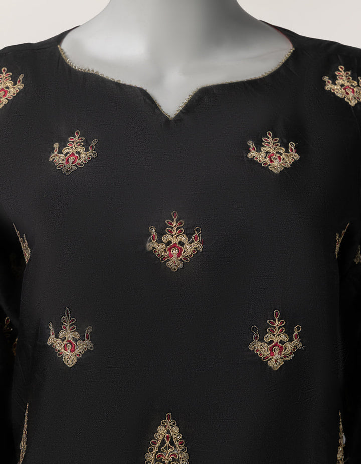 Raw Silk Black Kurti - J. Junaid Jamshed