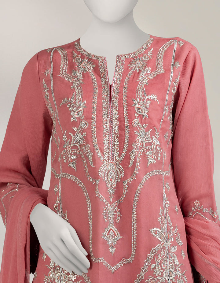 Organza Pink Unstitched Suit - J. Junaid Jamshed