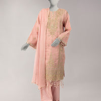 Organza Pink Unstitched Suit - J. Junaid Jamshed
