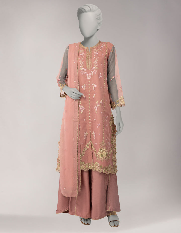 Organza Pink Unstitched Suit - J. Junaid Jamshed