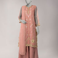 Organza Pink Unstitched Suit - J. Junaid Jamshed