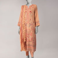 Chiffon Peach Unstitched Suit - J. Junaid Jamshed