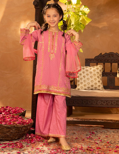 Lawn Pink Stitched Suit - J. Junaid Jamshed