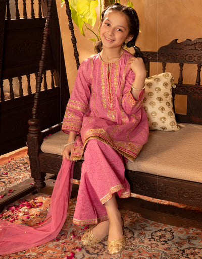 Lawn Pink Stitched Suit - J. Junaid Jamshed