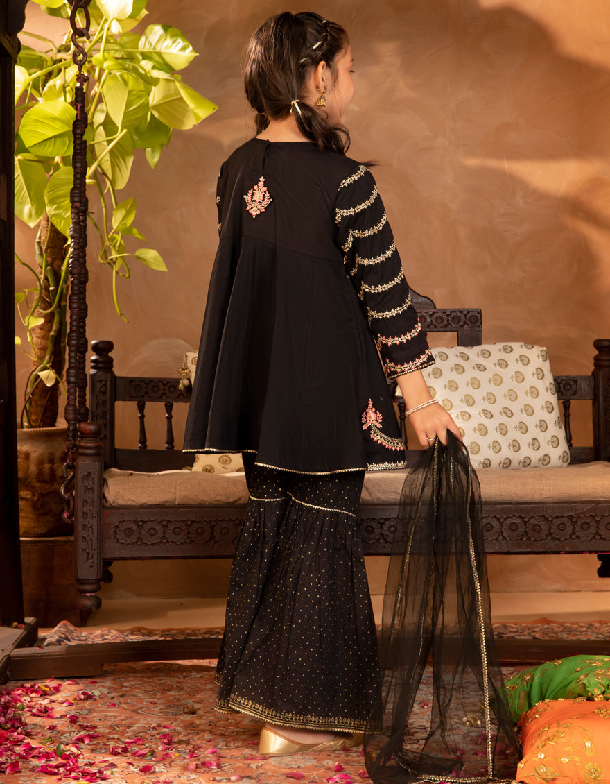 Lawn Silk Black Stitched Suit - J. Junaid Jamshed