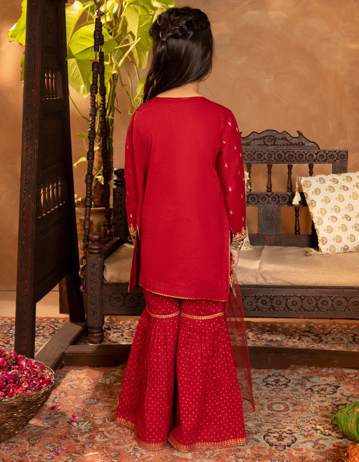Lawn Red Stitched Suit - J. Junaid Jamshed