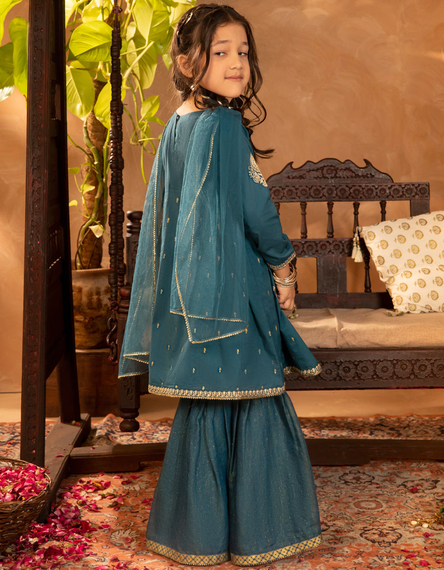 Lawn Teal Stitched Suit - J. Junaid Jamshed