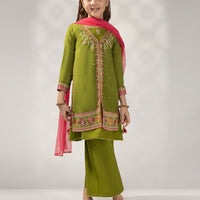 Impure Chiffon Green Stitched Suit - J. Junaid Jamshed