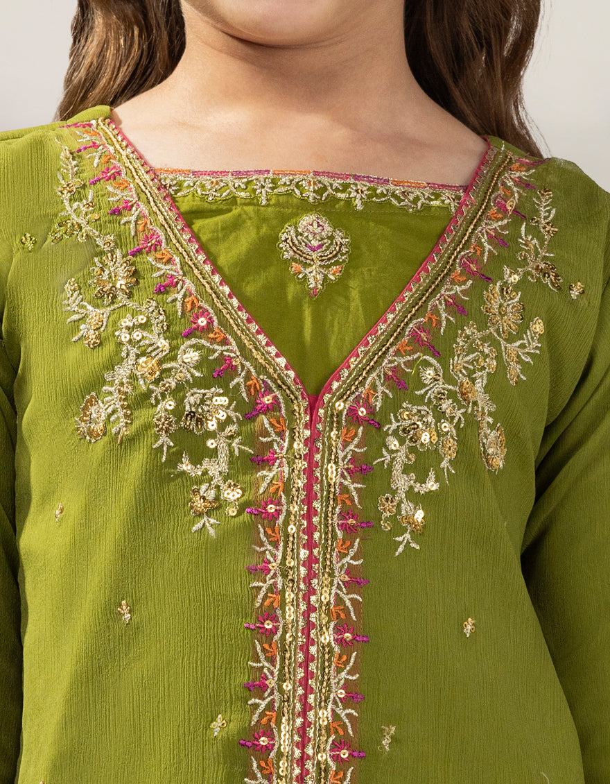 Impure Chiffon Green Stitched Suit - J. Junaid Jamshed