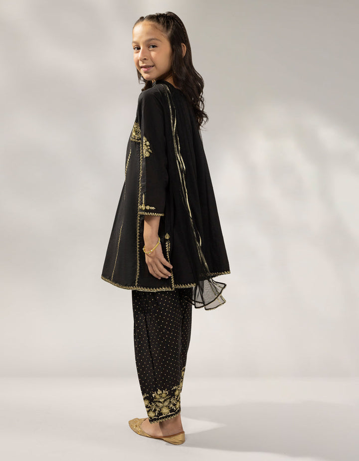 Lawn Silk Black Stitched Suit - J. Junaid Jamshed