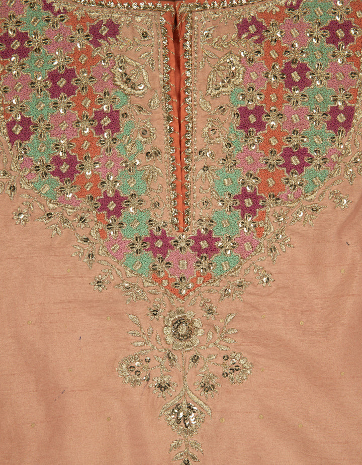 Raw Silk Peach Stitched Suit - J. Junaid Jamshed
