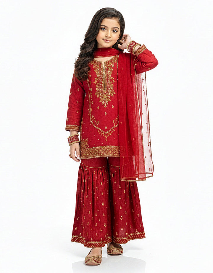 Raw Silk Pink Stitched Suit - J. Junaid Jamshed