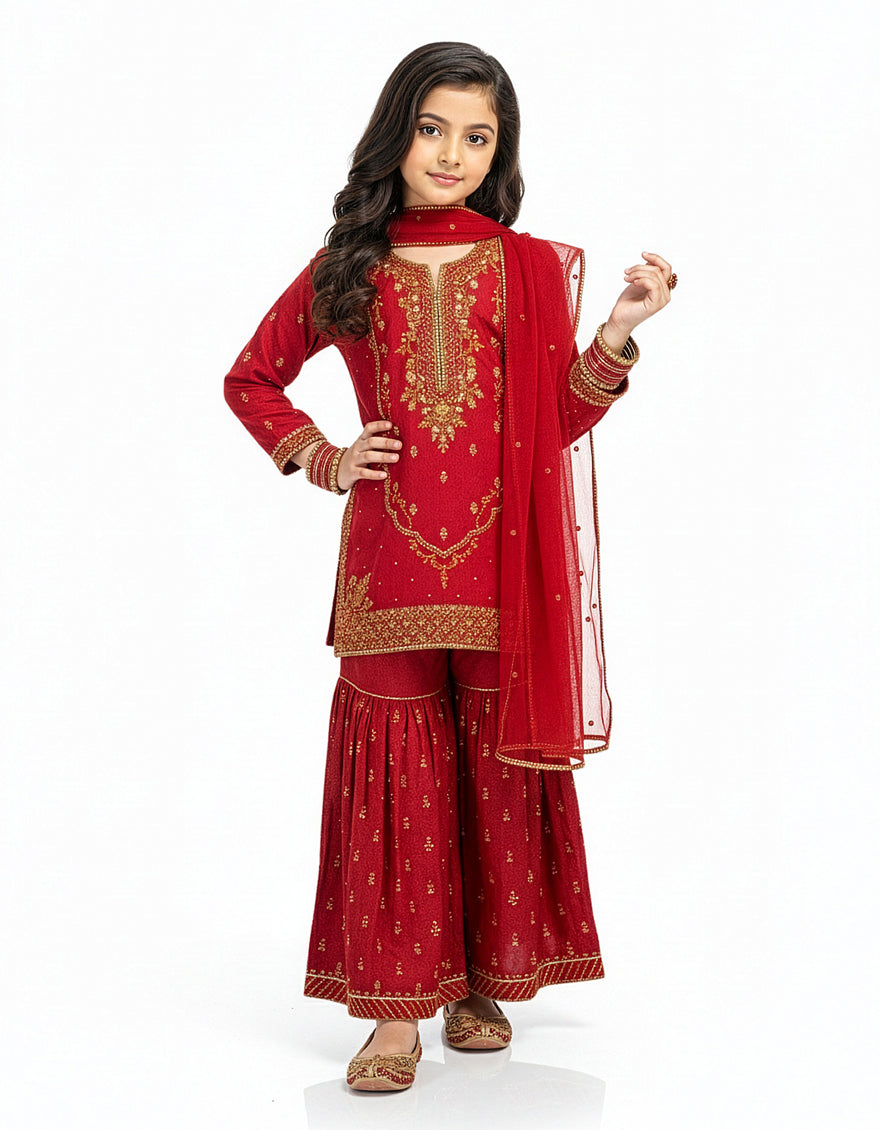 Raw Silk Pink Stitched Suit - J. Junaid Jamshed