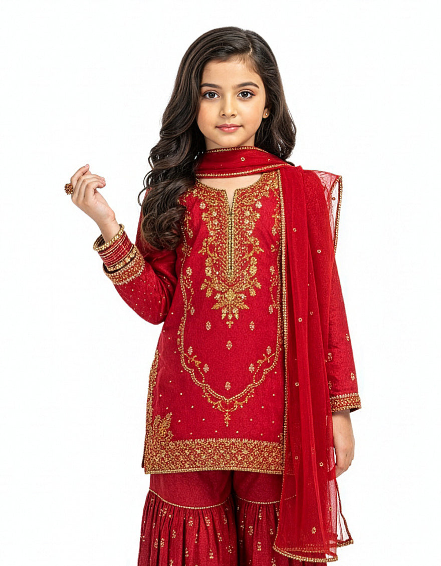Raw Silk Pink Stitched Suit - J. Junaid Jamshed